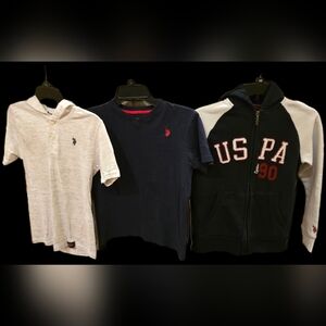 Navy & White Kids Polo Shirt & Hoodie Set - Sz 10/12